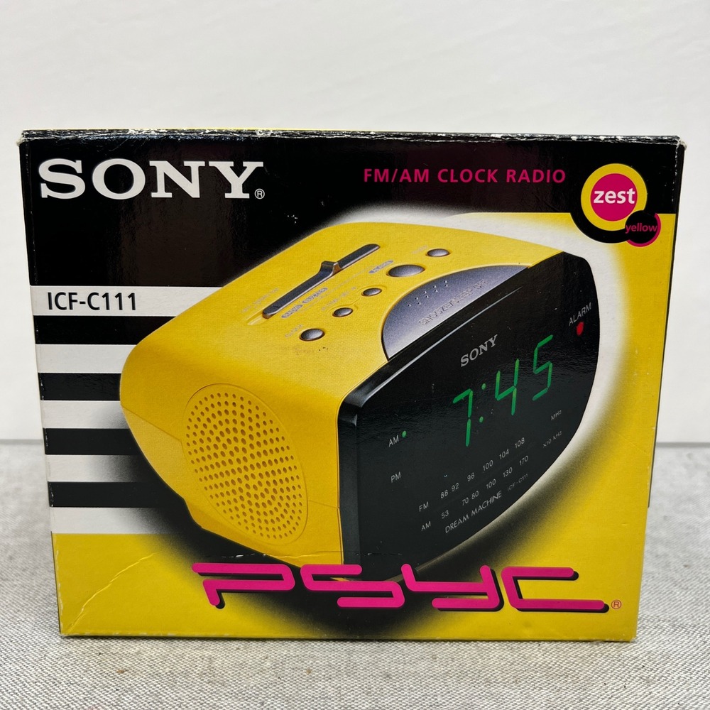 Sony Psyc Dream Machine ICF-C111 FM AM Clock Radio Zest Yellow Retro Y2K Boxed